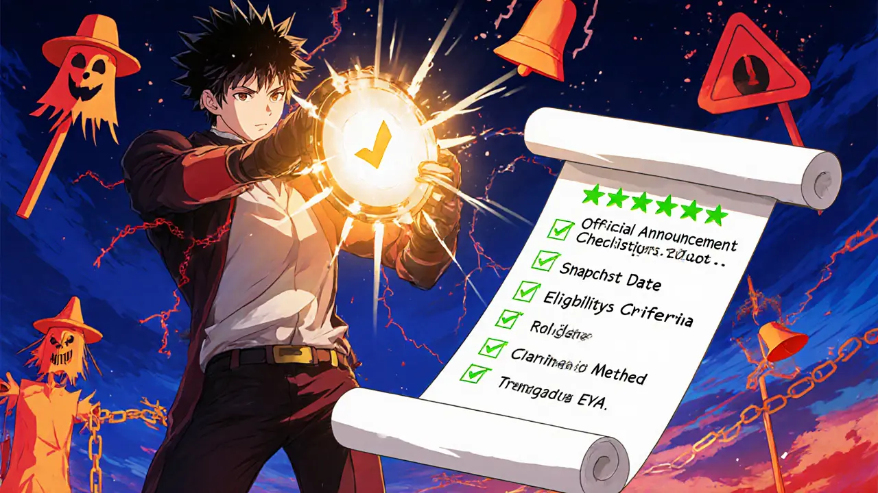 Hero using shield to protect digital wallet from phishing threats, checklist floating.