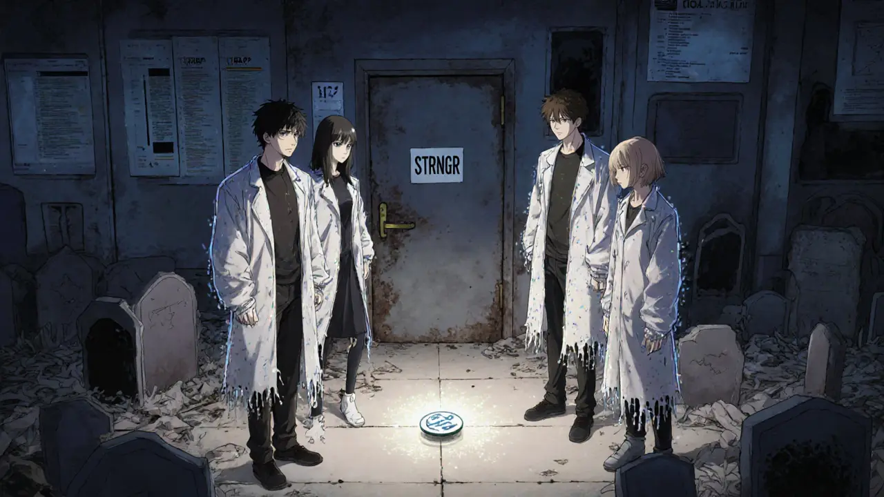 Fading developers dissolve into static as their abandoned community hub becomes a silent graveyard of dead blogs and tweets.