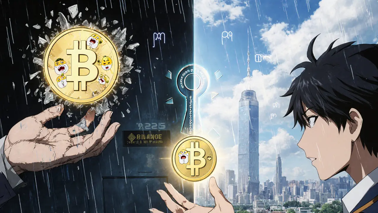 Two hands reach for a floating BETH token — one shatters it, the other unlocks a future city as digital contract runes glow around them.