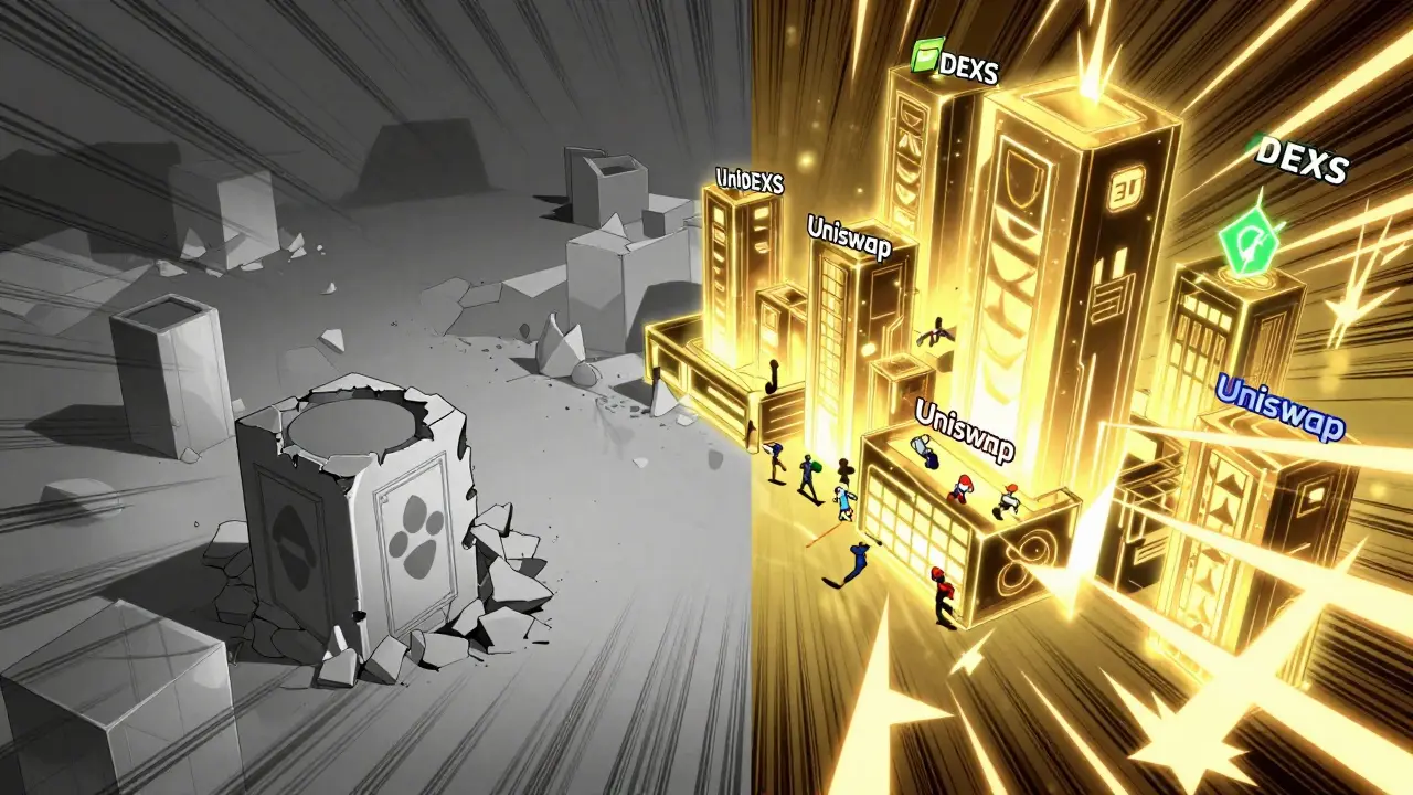 Dynamic anime battle showing the vast difference between obscure and major exchanges.