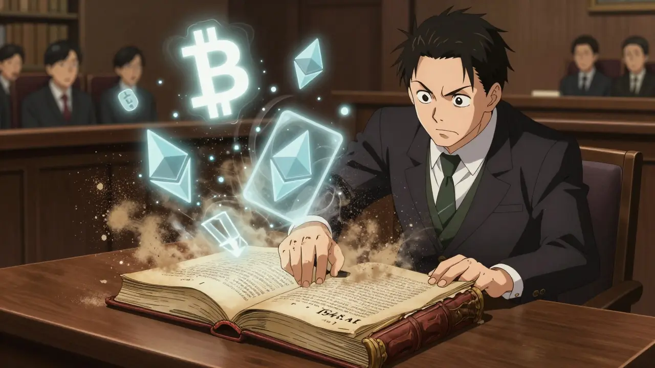 Lawyer challenging old laws against modern digital currency symbols.