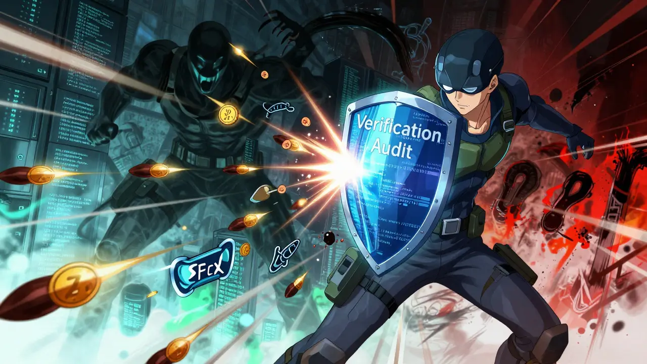 Shounen character blocking malicious token attacks with code shield