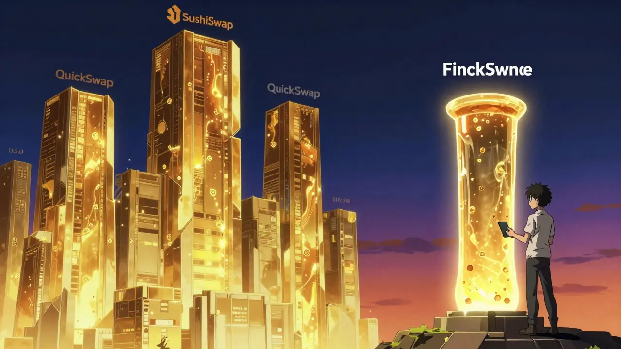 Anime character comparing small Firebird tower to giant DEX fortresses