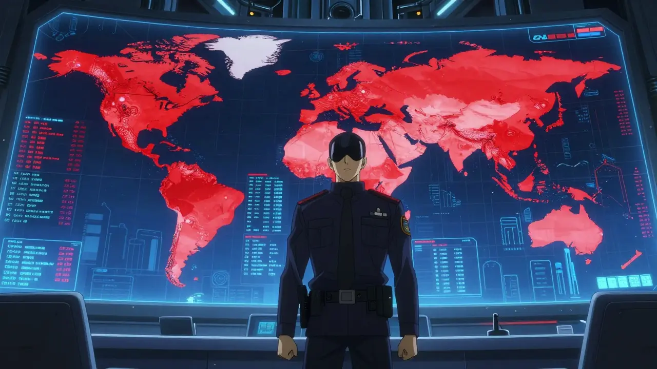 Anime enforcer monitoring global crypto bans on map