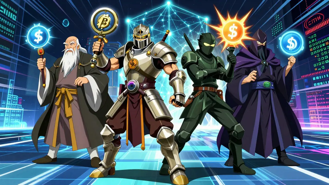 Four anime avatars representing different DCA platform types