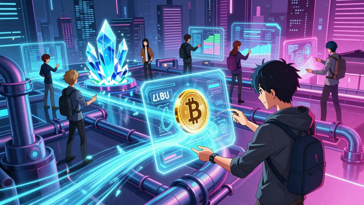 Vibrant anime city showing fast DeFi trading with cbBTC on Base network