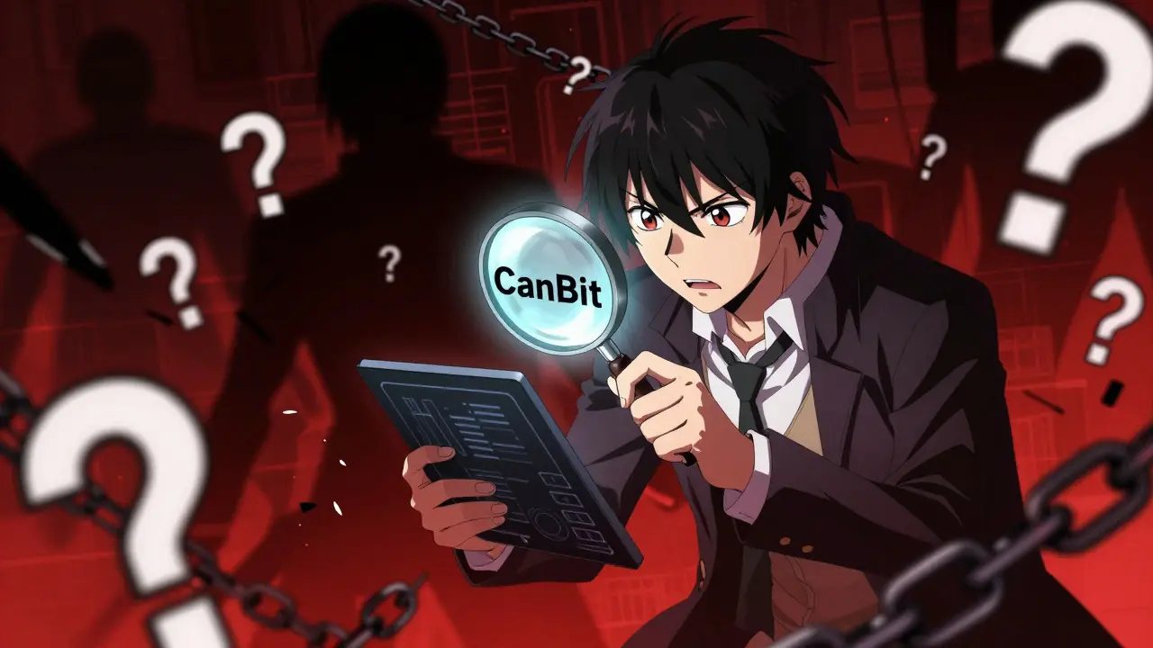 Anime hero investigating a dark digital void full of question marks.
