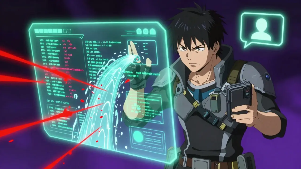Anime hero verifying transaction data against glitches