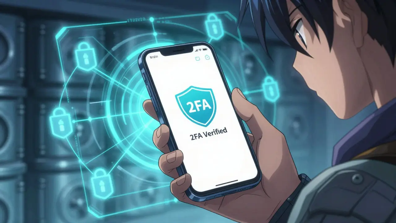Shounen style illustration of Bitpin app security features