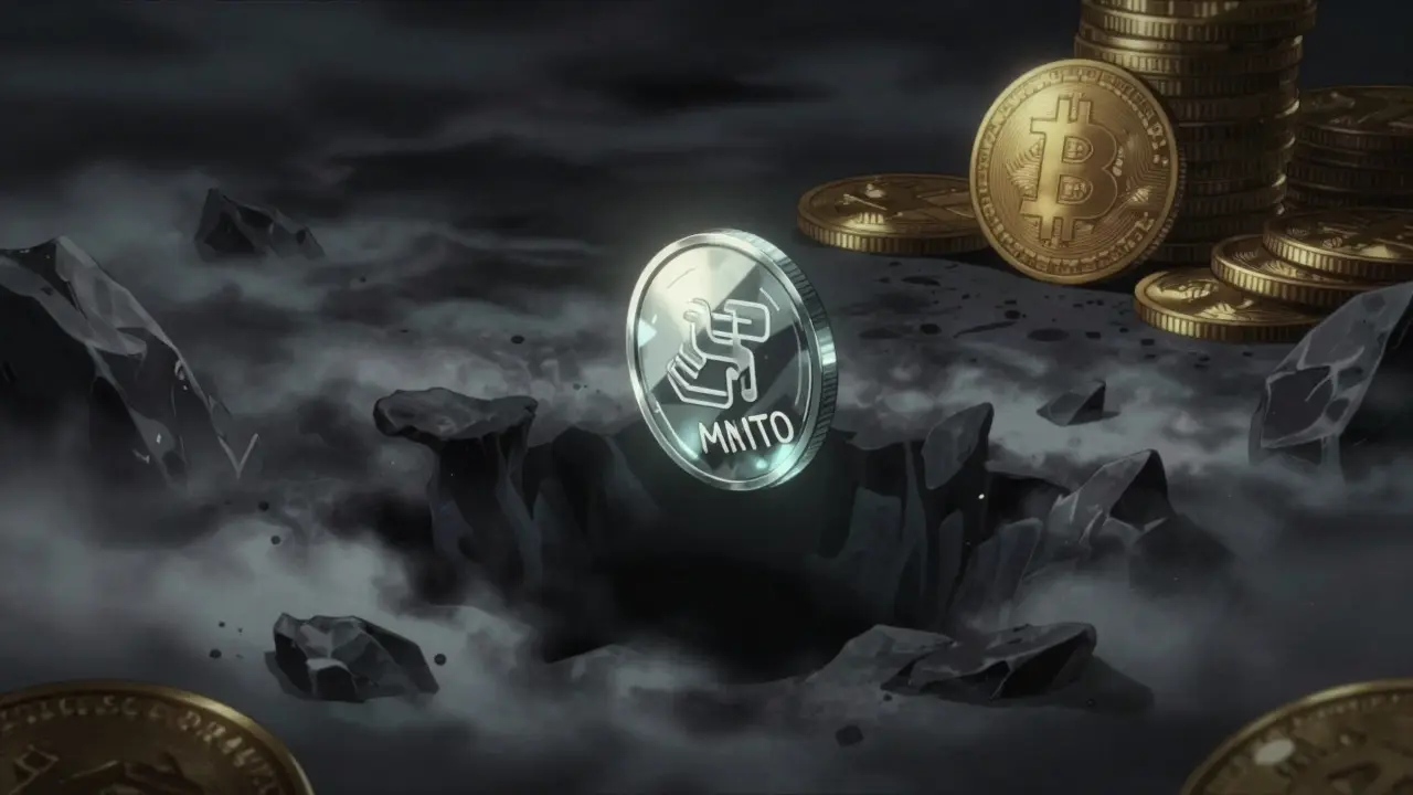 Fragile glass coin floating over a dark abyss, symbolizing high-risk investment.