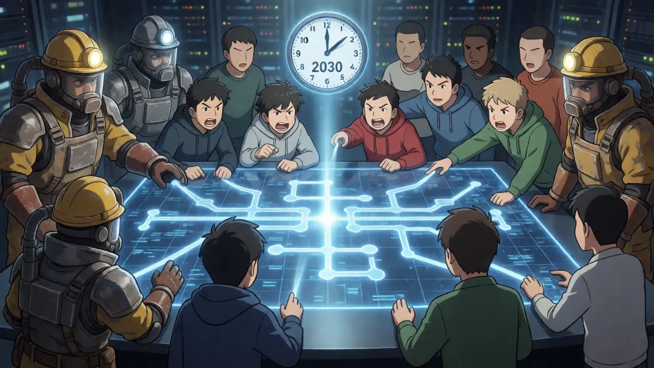 Anime characters debating Bitcoin's quantum-resistant hard fork