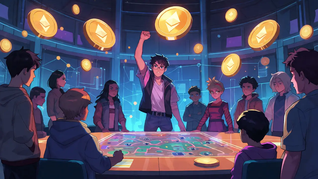 Anime characters voting on game updates via hologram