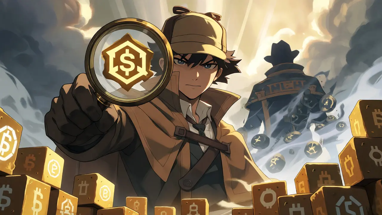 Detective revealing fake crypto treasures