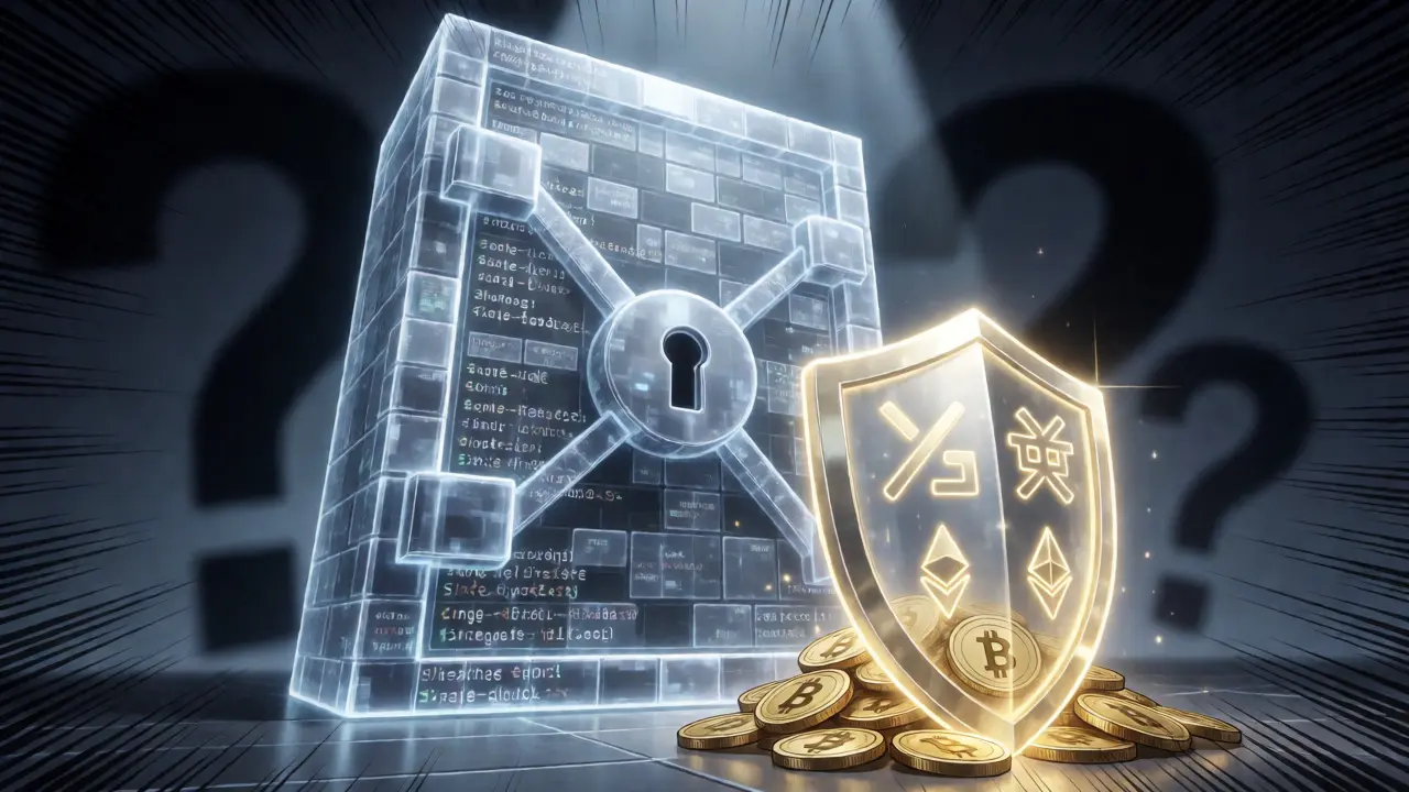 Digital vault securing crypto assets in anime style